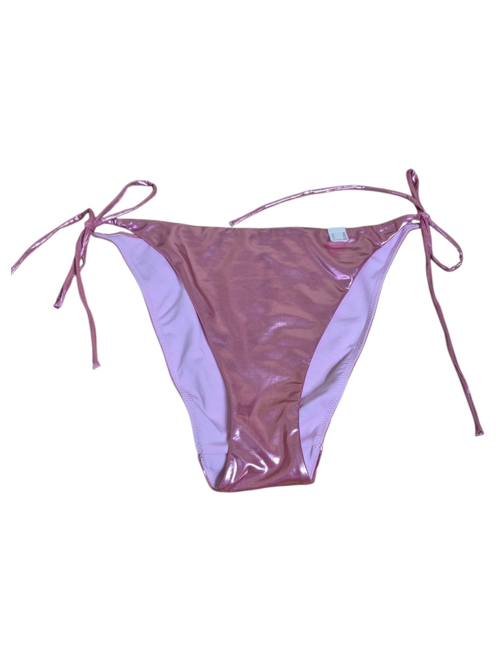 Etam Metallic Pink Shiny Tie-Side Bikini Bottom - Size Medium